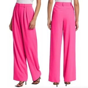 Alice + Olivia Size 6 Pompey Hot Pink Pleated Wide Leg Trousers Pants